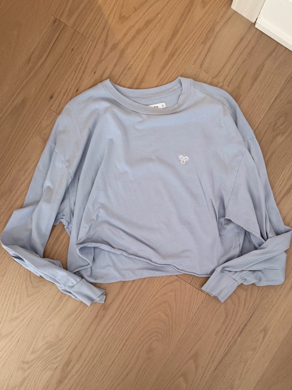 Aritzia Light Blue Cropped Crewneck Sweatshirt